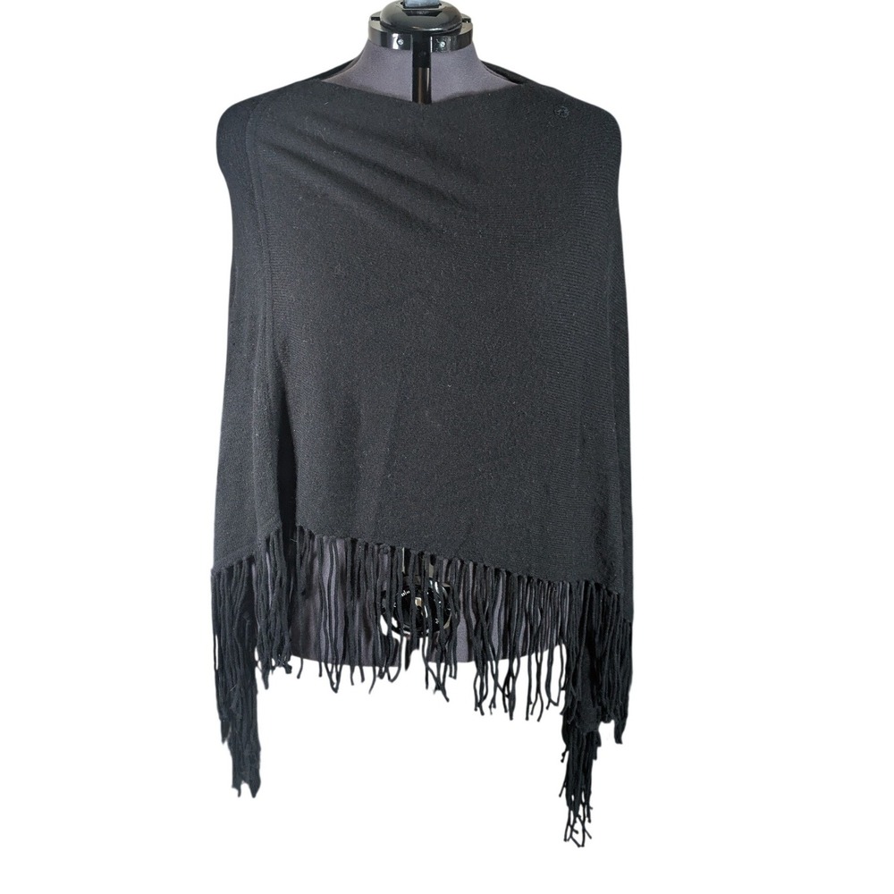Wool Cashmere Fringed Poncho Whimsigoth Witchy Western Gothic OS